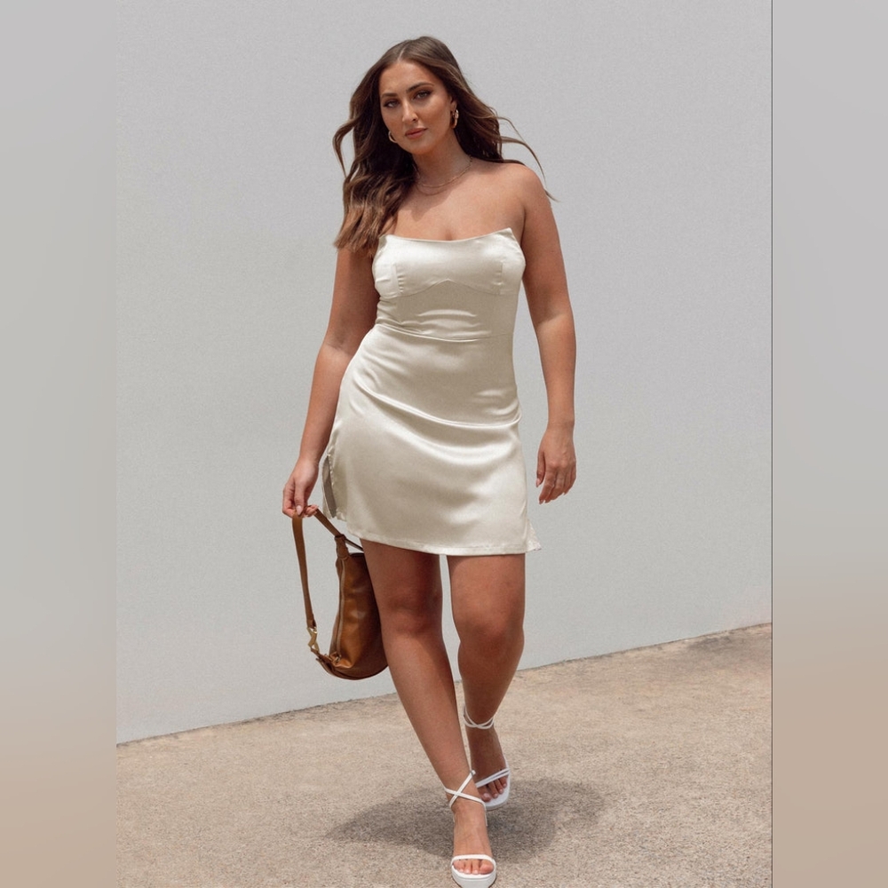 Princess Polly "Belli" strapless mini dress champagne size 4
